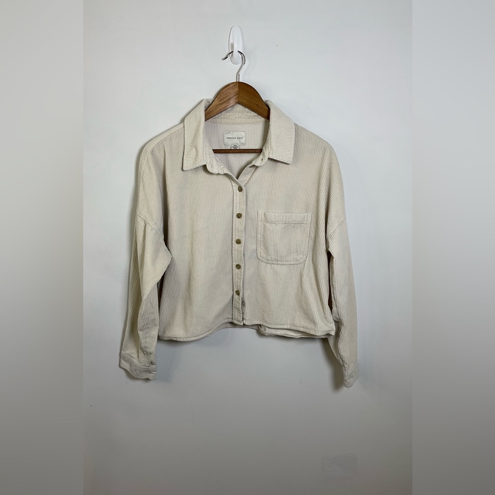 American Eagle Cropped Button Down Corduroy Jacke… - image 1